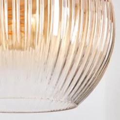 hofstein Koyoto Suspension, Boule lumineuse, Suspension Ambre, Clair, Fumé, 3 lumières