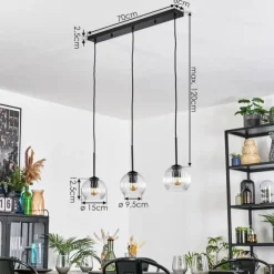 hofstein Koyoto Suspension, Boule lumineuse, Suspension Clair, 3 lumières