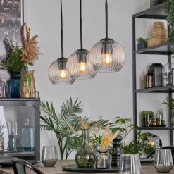 hofstein Koyoto Suspension, Boule lumineuse, Suspension Clair, 3 lumières