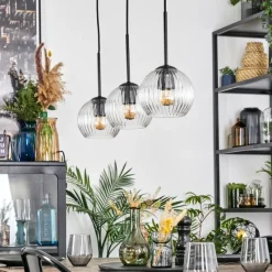 hofstein Koyoto Suspension, Boule lumineuse, Suspension Clair, 3 lumières