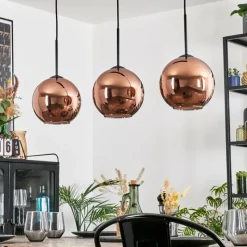 hofstein Koyoto Suspension, Boule lumineuse, Suspension Cuivré, 3 lumières