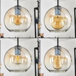 hofstein Koyoto Suspension, Boule lumineuse, Suspension Ambre, Clair, 3 lumières