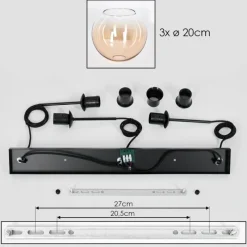 hofstein Koyoto Suspension, Boule lumineuse, Suspension Ambre, Clair, 3 lumières