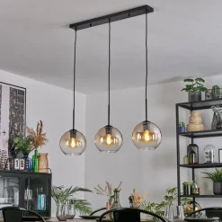 hofstein Koyoto Suspension, Boule lumineuse, Suspension Ambre, Clair, 3 lumières