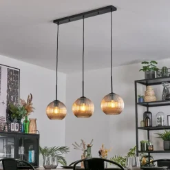 Lampes Vintages & Rétros-hofstein Koyoto Suspension, Boule lumineuse, Suspension Ambre, 3 lumières