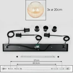 hofstein Koyoto Suspension, Boule lumineuse, Suspension Ambre, Clair, 3 lumières
