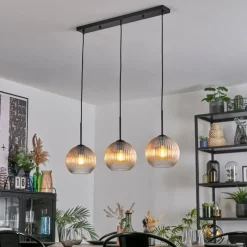 hofstein Koyoto Suspension, Boule lumineuse, Suspension Ambre, Clair, 3 lumières