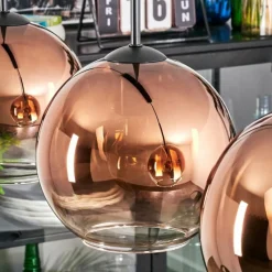 hofstein Koyoto Suspension, Boule lumineuse, Suspension Clair, Cuivré, 3 lumières