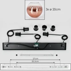 hofstein Koyoto Suspension, Boule lumineuse, Suspension Clair, Cuivré, 3 lumières