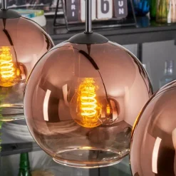 hofstein Koyoto Suspension, Boule lumineuse, Suspension Clair, Cuivré, 3 lumières