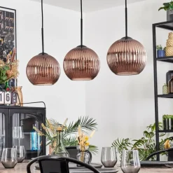 hofstein Koyoto Suspension, Boule lumineuse, Suspension Cuivré, 3 lumières