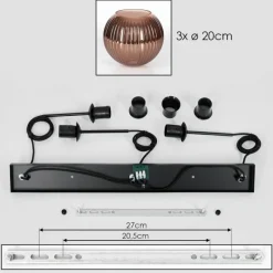hofstein Koyoto Suspension, Boule lumineuse, Suspension Cuivré, 3 lumières