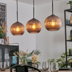 hofstein Koyoto Suspension, Boule lumineuse, Suspension Cuivré, 3 lumières