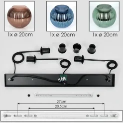 hofstein Koyoto Suspension, Boule lumineuse, Suspension Bleu, Vert, Cuivré, 3 lumières