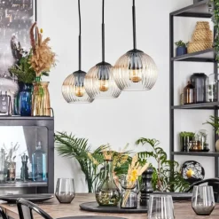 hofstein Koyoto Suspension, Boule lumineuse, Suspension Ambre, Clair, 3 lumières