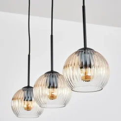 hofstein Koyoto Suspension, Boule lumineuse, Suspension Ambre, Clair, 3 lumières