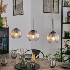 hofstein Koyoto Suspension, Boule lumineuse, Suspension Ambre, Clair, 3 lumières