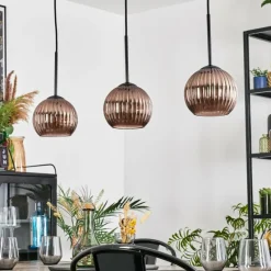 hofstein Koyoto Suspension, Boule lumineuse, Suspension Cuivré, 3 lumières