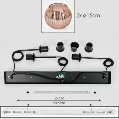 hofstein Koyoto Suspension, Boule lumineuse, Suspension Cuivré, 3 lumières