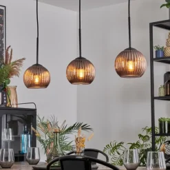 hofstein Koyoto Suspension, Boule lumineuse, Suspension Cuivré, 3 lumières