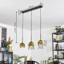 Lampes Dorées-hofstein Koyoto Suspension, Boule lumineuse, Suspension Or, Clair, 3 lumières