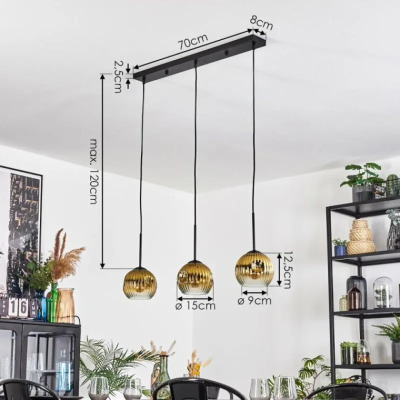 Lampes Dorées-hofstein Koyoto Suspension, Boule lumineuse, Suspension Or, Clair, 3 lumières