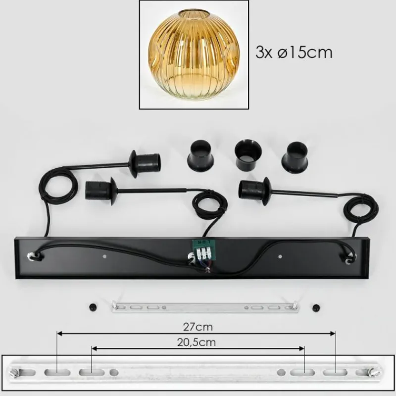 Lampes Dorées-hofstein Koyoto Suspension, Boule lumineuse, Suspension Or, Clair, 3 lumières