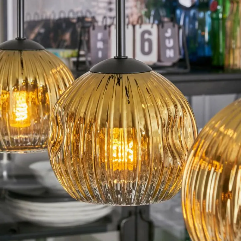 Lampes Dorées-hofstein Koyoto Suspension, Boule lumineuse, Suspension Or, Clair, 3 lumières