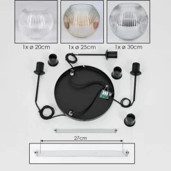 hofstein Koyoto Suspension, Boule lumineuse, Suspension, Suspension grappe 30 cm Ambre, Clair, Fumé, 3 lumières