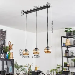 hofstein Koyoto Suspension, Boule lumineuse, Suspension Ambre, 3 lumières