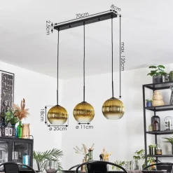 Lampes Dorées-hofstein Koyoto Suspension, Boule lumineuse, Suspension Or, Clair, 3 lumières