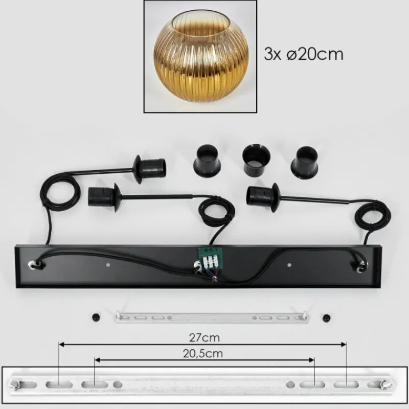 Lampes Dorées-hofstein Koyoto Suspension, Boule lumineuse, Suspension Or, Clair, 3 lumières