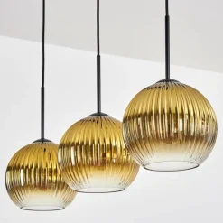 Lampes Dorées-hofstein Koyoto Suspension, Boule lumineuse, Suspension Or, Clair, 3 lumières
