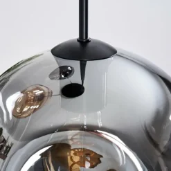 hofstein Koyoto Suspension, Boule lumineuse, Suspension, Suspension grappe Ambre, Clair, Fumé, 3 lumières