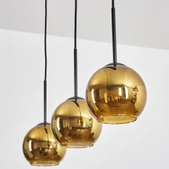hofstein Koyoto Suspension, Boule lumineuse, Suspension Or, 3 lumières