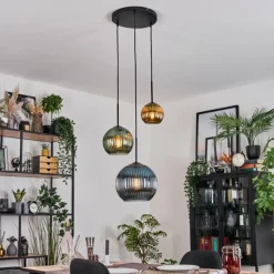 Lampes Dorées-hofstein Koyoto Suspension, Boule lumineuse, Suspension, Suspension grappe 30 cm Bleu, Or, Vert, 3 lumières