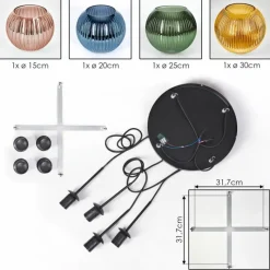 Lampes Dorées-hofstein Koyoto Suspension, Boule lumineuse, Suspension Bleu, Or, Vert, Cuivré, 4 lumières