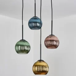 Lampes Dorées-hofstein Koyoto Suspension, Boule lumineuse, Suspension 35 cm Bleu, Or, Vert, Cuivré, 4 lumières