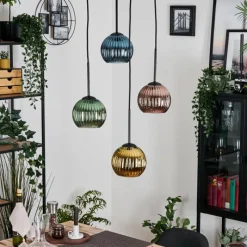 Lampes Dorées-hofstein Koyoto Suspension, Boule lumineuse, Suspension 35 cm Bleu, Or, Vert, Cuivré, 4 lumières