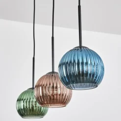 hofstein Koyoto Suspension, Boule lumineuse, Suspension Bleu, Vert, Cuivré, 3 lumières