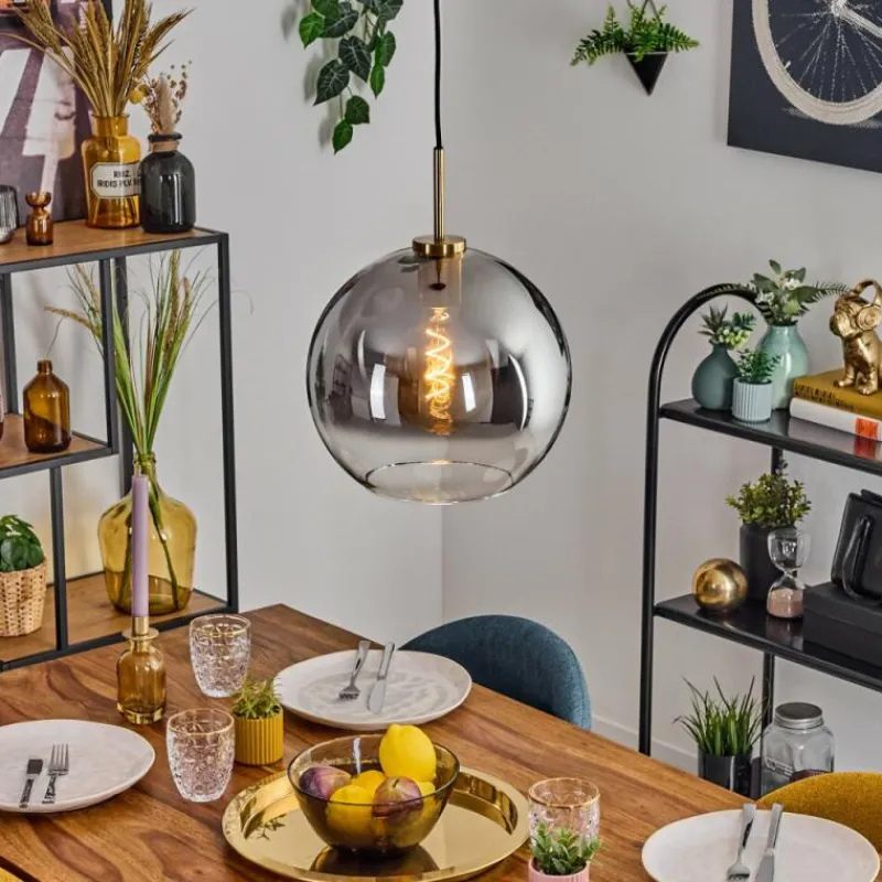 Lampes Dorées-hofstein Koyoto Suspension, Boule lumineuse, Suspension Or, Noir, 1 lumière