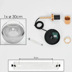 Lampes Dorées-hofstein Koyoto Suspension, Boule lumineuse, Suspension Or, Noir, 1 lumière