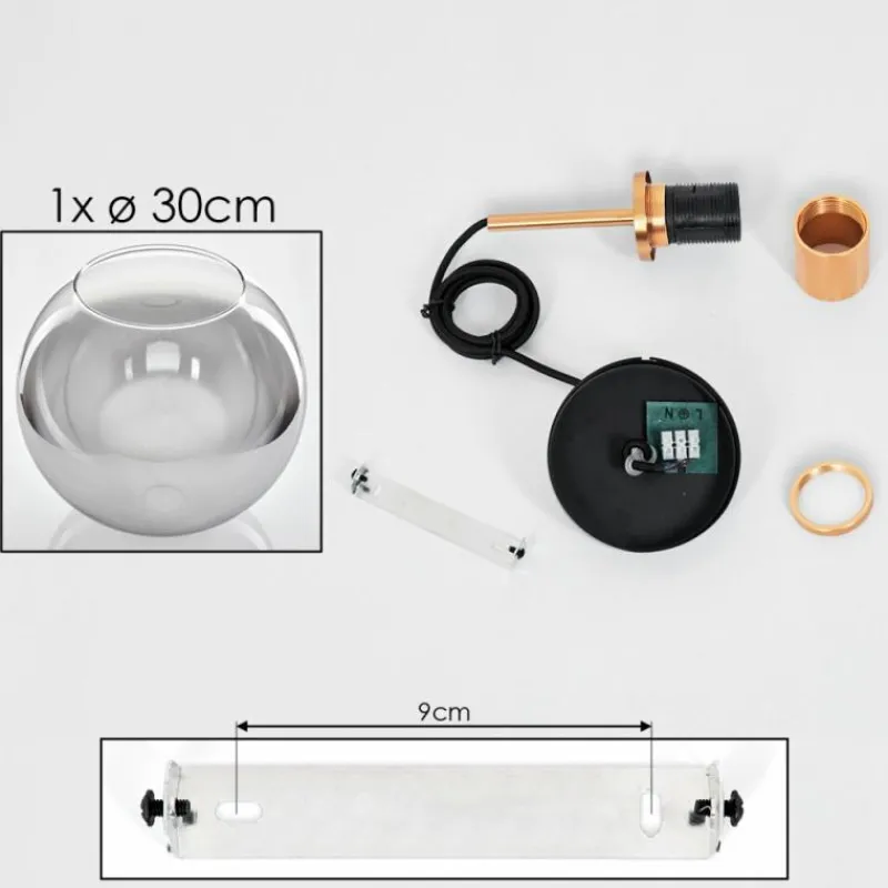 Lampes Dorées-hofstein Koyoto Suspension, Boule lumineuse, Suspension Or, Noir, 1 lumière