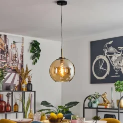 hofstein Koyoto Suspension, Boule lumineuse, Suspension Or, Noir, 1 lumière