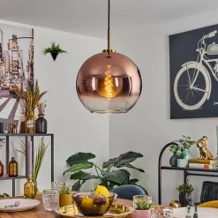 hofstein Koyoto Suspension, Boule lumineuse, Suspension Or, Noir, 1 lumière