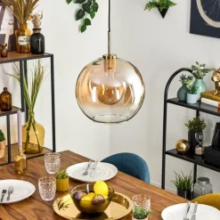 hofstein Koyoto Suspension, Boule lumineuse, Suspension Or, Noir, 1 lumière