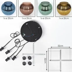 Lampes Dorées-hofstein Koyoto Suspension, Boule lumineuse, Suspension grappe 35 cm Bleu, Or, Vert, Cuivré, 4 lumières