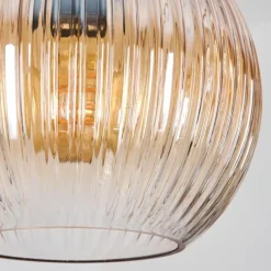 hofstein Koyoto Suspension, Boule lumineuse, Suspension grappe Ambre, Clair, Fumé, 5 lumières