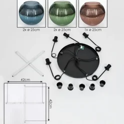 hofstein Koyoto Suspension, Boule lumineuse, Suspension grappe Bleu, Vert, Cuivré, 5 lumières