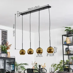 hofstein Koyoto Suspension, Boule lumineuse, Suspension Or, 4 lumières